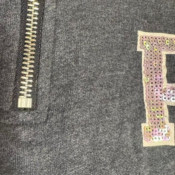 Victorias Secret Pink Grey Sequin Quarter Zip Pullover Size XS - Picture 4 of 6